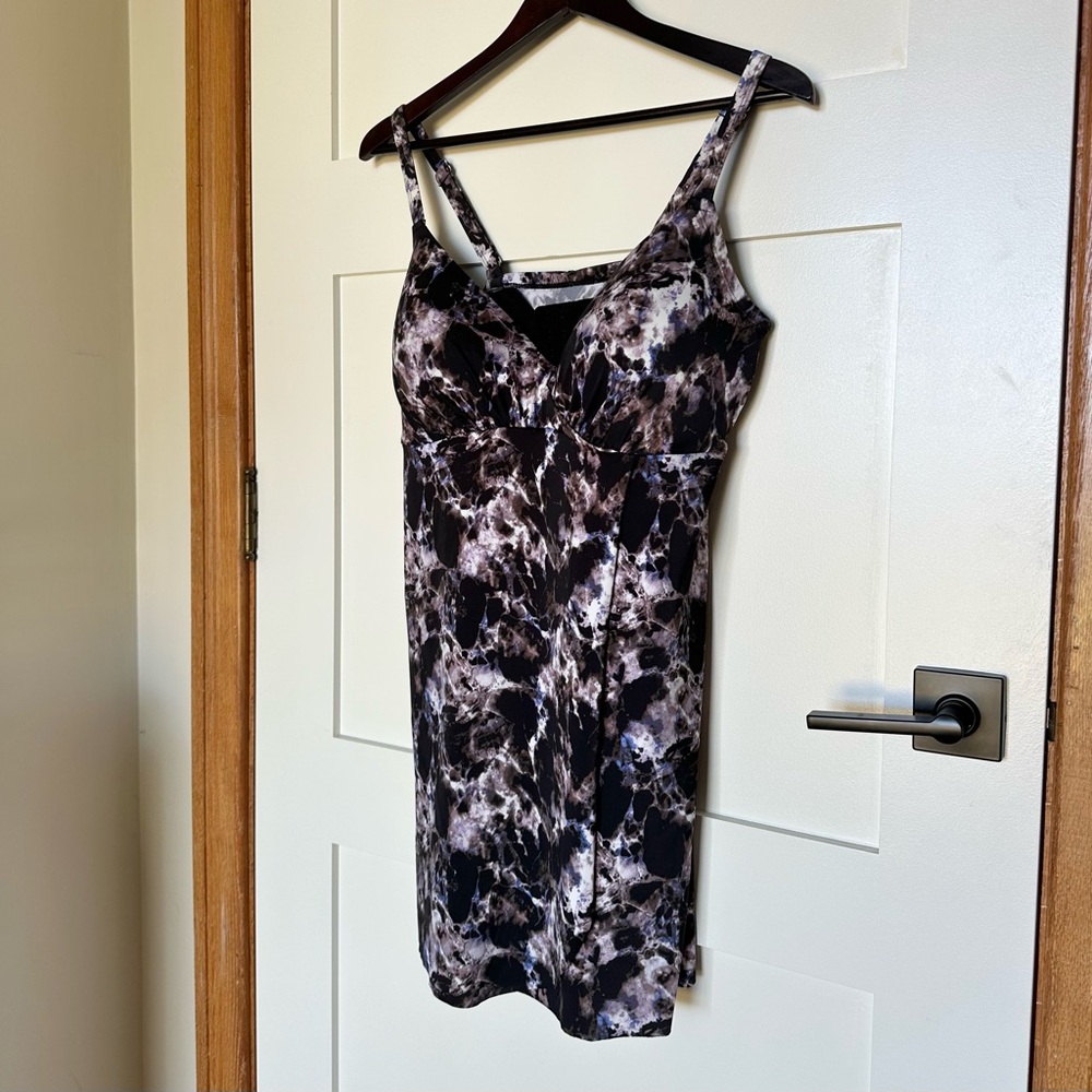 Swimsuit For All One-Piece Dress, 36F, Underwire Bra, Tie Dye, Adjustable Straps